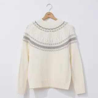 【IENA】圖騰拐麻花針織毛衣(#4250010 針織、毛衣、麻花上衣、保暖款式 米白色)