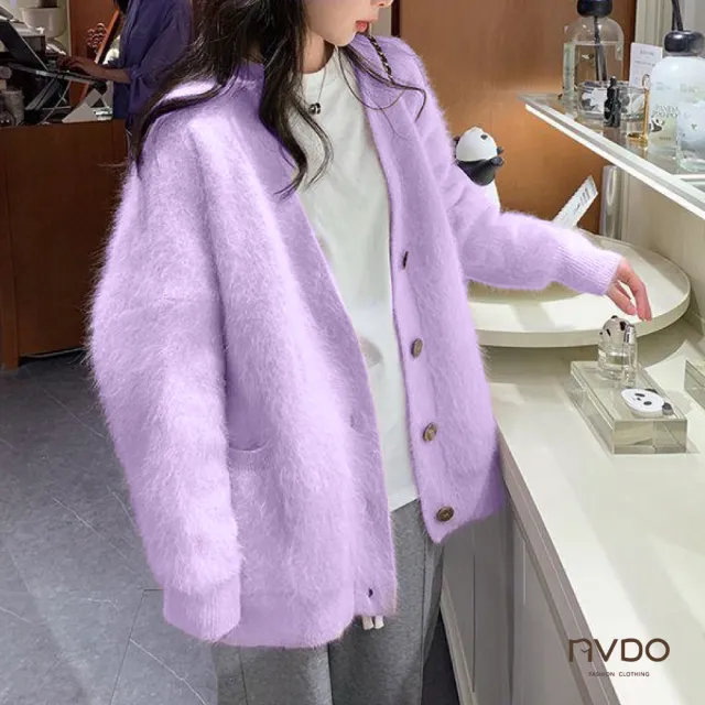 【NVDO】特降!溫柔軟糯毛毛針織保暖外套-3色可選(保暖外套/針織外套/F058/出清不補)（其他規格）