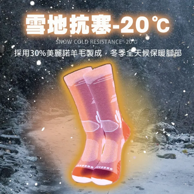【TAS 極限運動】美麗諾羊毛中筒滑雪襪 2雙入(雪襪 耐寒 中筒滑雪襪 登山襪 滑雪襪 羊毛襪 滑雪 吸濕)