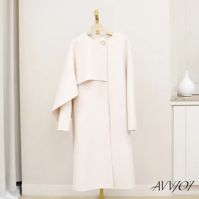 【AVVJOY 艾薇卓爾】毛呢羊毛外套(羊毛 大衣 女長外套 羊毛外套 羊毛大衣 羊毛長大衣 GC2325-1045)