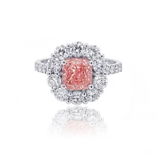 【Luster】38女王!IGI 1克拉 Fancy Intense Pink 枕形 培育鑽 粉紅鑽 戒指(禮物傳遞摯愛閃耀永恆)