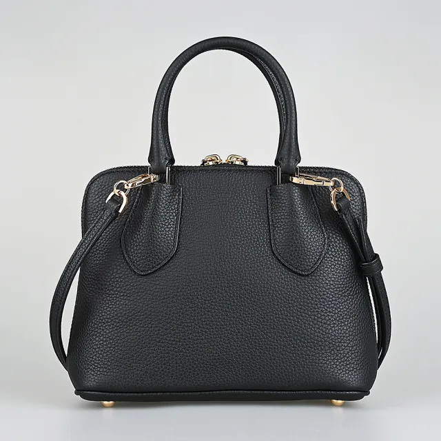 【TORY BURCH】TORY BURCH SWING吊牌LOGO小牛皮拉鍊手提斜背包(黑)