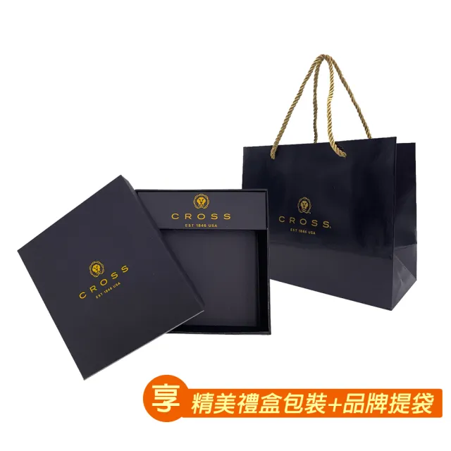 【CROSS】頂級小牛皮山形紋拉鍊長夾 赫莉系列(黑色 送禮盒提袋)