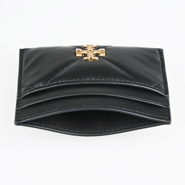 【TORY BURCH】TORY BURCH Kira經典雙T標誌菱格絎縫納帕皮革卡片夾(黑)