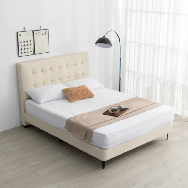 IDEA 斯瑞華夫格牛皮雙人床架組152CM(房間3件組床頭+床底)