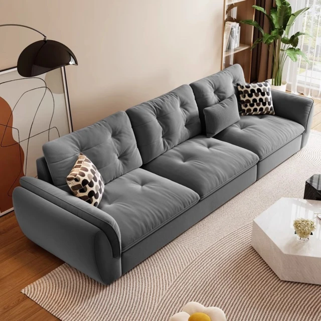 美華品質家居 三人位 2.1米(奶油風沙發 直排沙發 雲朵沙發 羽絨絲綿沙發 貓抓絨布沙發 沙發 預購15天)