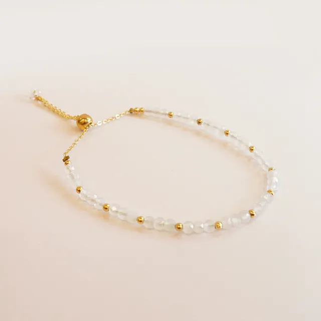 【MU LIFE 荒木雕塑藝品】星月星耀藍暈光月光石手鍊A款(月光石/銅鍍金)