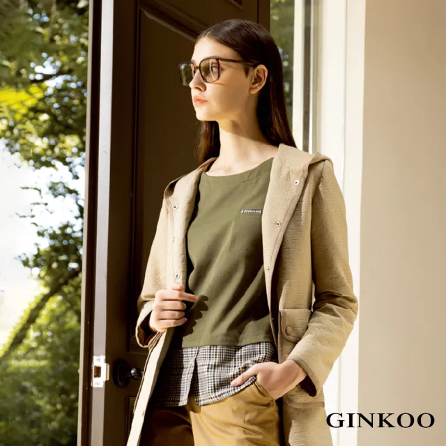 【GINKOO 俊克】九分袖假兩件上衣