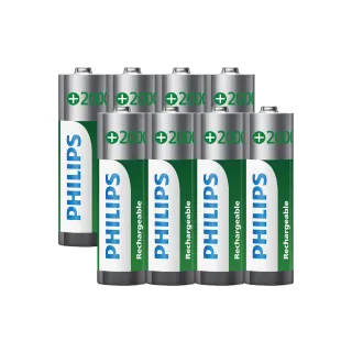 【PHILIPS】低自放鎳氫充電電池 AA 3號 2000mAh 共8顆(4入*2)