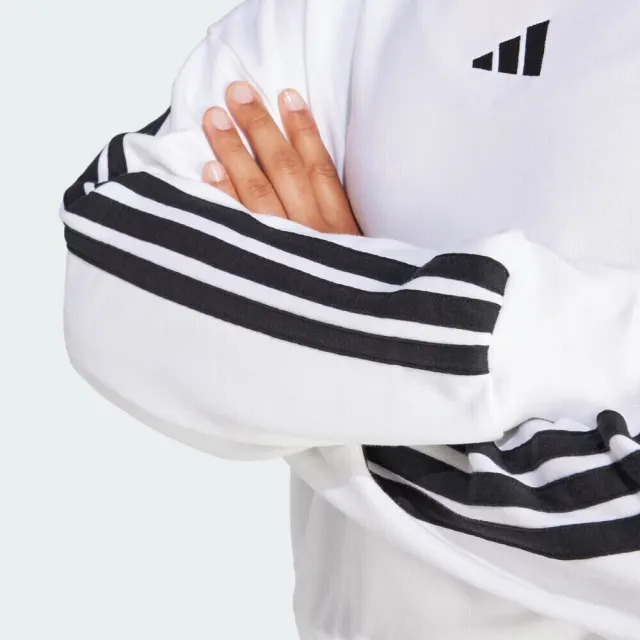 【adidas 愛迪達】W 3S FT SWT 女 長袖上衣 休閒長袖 舒適 白 黑(JD5285)