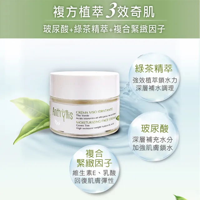 【義大利 安舒綠 ANTHYLLIS】綠茶玻尿酸深層保濕霜(50ml)