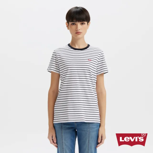【LEVIS】女款 短袖T恤 經典LOGO TEE 女生短袖 條紋款 上衣 熱賣單品 0019B-0003