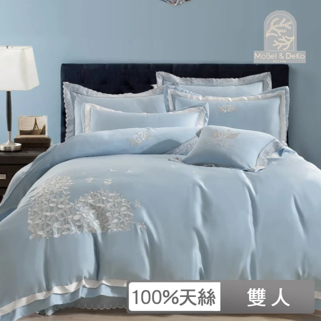 DeKo岱珂 300織頂級刺繡純天絲兩用被床包組(天鵝湖-雙 DeKo岱珂 300織頂級刺繡純天絲兩用被床包組(天鵝湖-雙人)