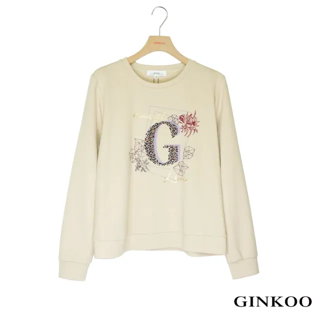 【GINKOO 俊克】豹紋G字樣上衣