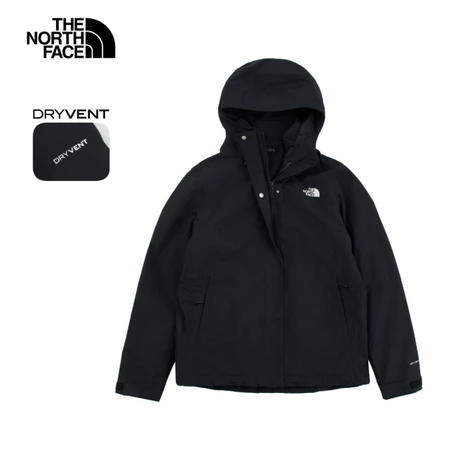 The North Face 北面女款黑色DryVent防水透氣抓絨內裡三合一外套｜8CK3JK3