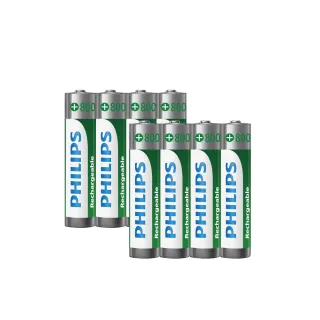 【PHILIPS】低自放鎳氫充電電池AAA 4號 800mAh  共8顆(4入*2)