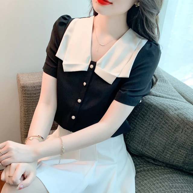 Very Buy 非常勸敗 預購/襯衫女娃娃領上衣歐美減齡短