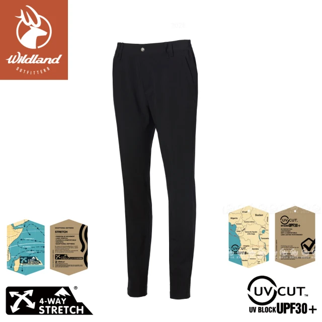 Wildland 荒野Wildland 荒野 女 四向彈性抗UV長褲《黑》S1391/登山/休閒/上班/健行褲(悠遊山水+)