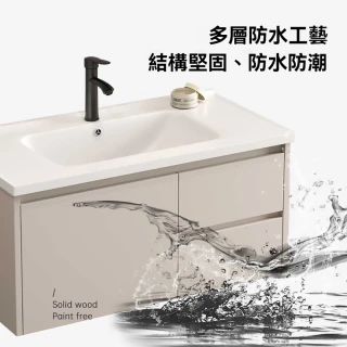 【LEZUN 樂尊】6048cm浴室鏡櫃陶瓷盆櫃衛生間洗手台--單盆櫃(浴櫃/洗臉台/鏡櫃/鏡箱)