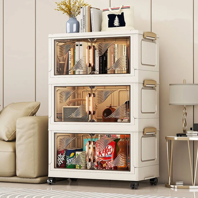 Mr.Box 70面寬摺疊雙開門三層收納櫃(附滑輪)折扣推薦