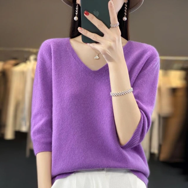 Very Buy 非常勸敗 預購/秋冬純羊毛衫女V領修身套頭