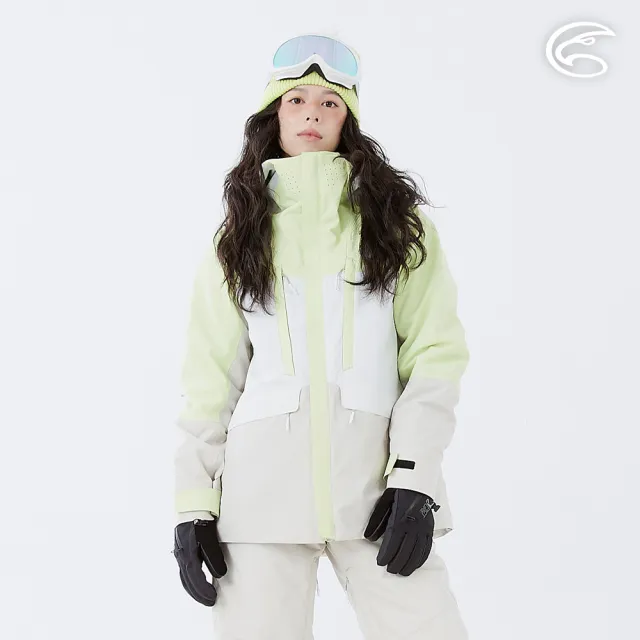 【ADISI】女SMAWARM海洋溫控防水防風透氣雪衣 AJ2421093 萊姆綠/霧灰白/燕麥卡(滑雪外套 蚵殼棉 海洋紗)