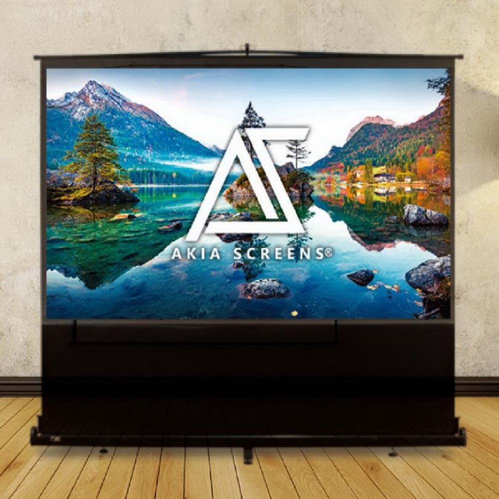 Akia Screens AK-F80H Akia Screens AK-F80H 是一款16:9比例的可攜式彈簧地拉幕,採用簡易伸縮式支撐桿與鋁製外殼設計,結構堅固且具廣視角,方便兩旁觀賞投影布幕,適合室內活動、會議、教學等多種場景使用。
