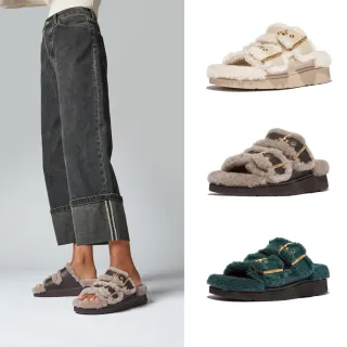 【FitFlop】GEN-FF 扣環雙帶翻羊毛皮革涼鞋-女(三色)