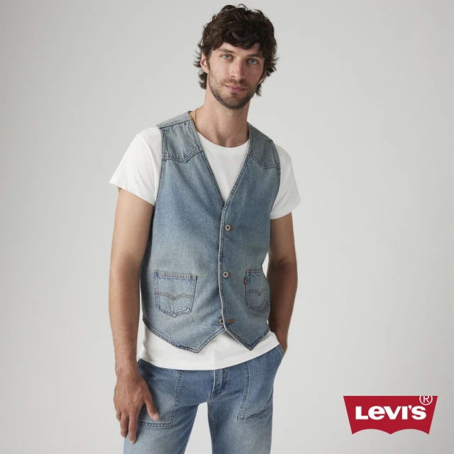 LEVIS 男款 西裝式牛仔背心 / 雙口袋 人氣新品 0010O-0001