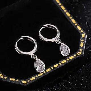 【MoonDy】交換禮物 雙11 耳扣女 999純銀 水滴耳環 小眾設計 造型耳環 歐美耳環 圓圈耳環 鋯石 耳墜 日系