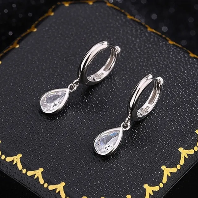 【MoonDy】交換禮物 雙11 耳扣女 999純銀 水滴耳環 小眾設計 造型耳環 歐美耳環 圓圈耳環 鋯石 耳墜 日系