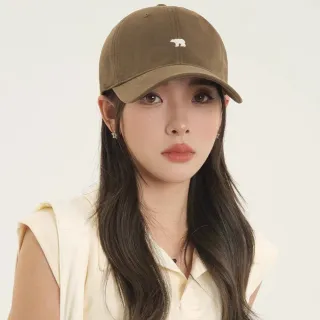 【MoonDy】棒球帽 鴨舌帽 美式復古 顯臉小帽子 防曬 透氣 軟頂 北極熊 刺綉 高質感 遮陽帽