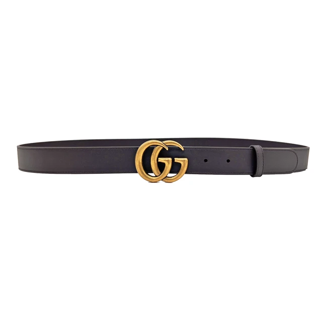 GUCCI 古馳 GG Marmont 牛皮仿舊頭素面皮帶腰帶(100cm)