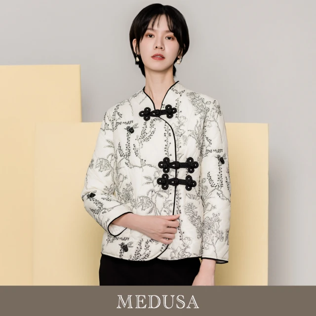 MEDUSA 曼度莎 現貨-中式盤釦刺繡棉襖外套（M-XL）｜女鋪棉外套 小禮服外套(501-20807)