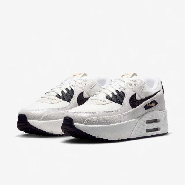 NIKE 耐吉 休閒鞋 Air Max 90 LV8 女鞋 米白 黑 厚底 增高 氣墊 運動鞋(HQ3497-100)