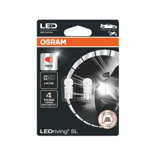 【Osram 歐司朗】2825DRP T10 168 194 W5W LED 燈泡(紅光)