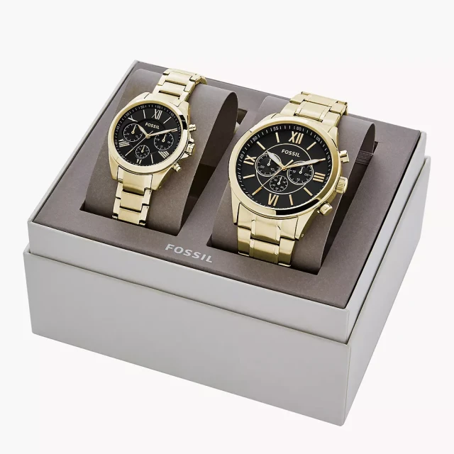 FOSSIL His and Her 三眼計時情侶手錶 套錶 新年 送禮 推薦(BQ2400SET)