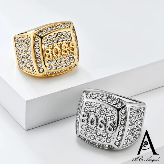 ANGEL 王者KING滿鑽華麗不鏽鋼中性寬版戒指(2色戒圍
