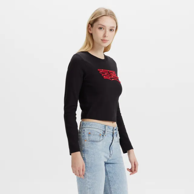 【LEVIS】女款 長袖Tee 特殊LOGO設計 短版T 上衣 熱賣單品 0035U-0001