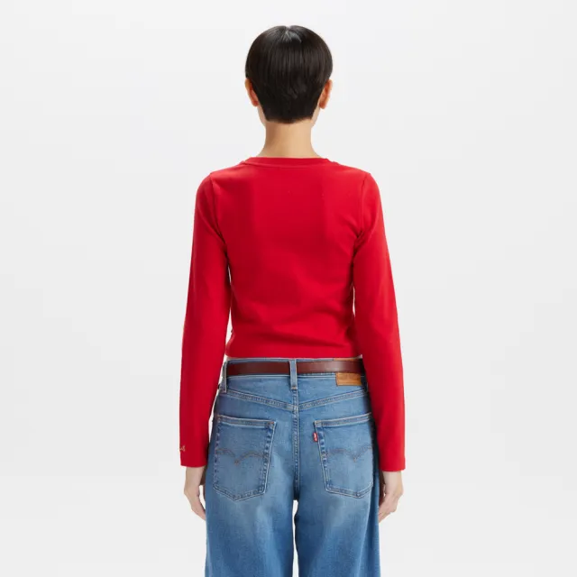 【LEVIS】女款 長袖Tee 特殊LOGO設計 短版T 上衣 熱賣單品 0035U-0000
