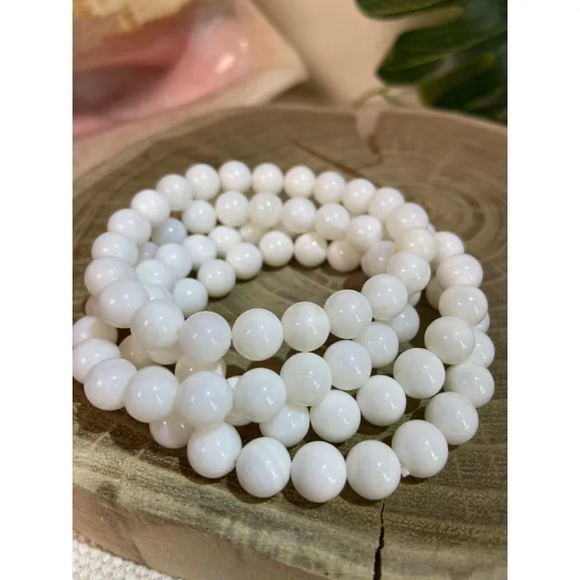 【Cozy 世界水晶原礦與茶】高級白瓷玉化硨磲 10mm 15-9(強大磁場能量 消磁淨化)