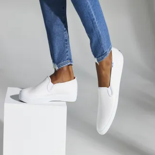 【Keds】CHAMPION SLIP ON 經典皮革休閒小白鞋-白(9191W110018 WH48600)