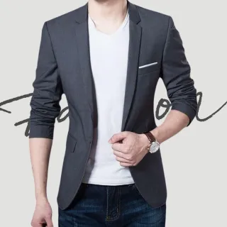 【J.Malo】韓版修身單釦商務西裝外套(韓版 修身 單釦 商務西裝外套 休閒西裝外套 男裝 男生外套)