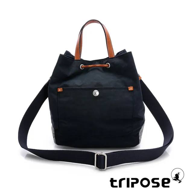 【tripose】漫遊系列岩紋手提斜背水桶包(沉靜藍)