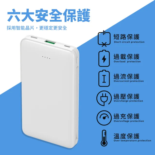 【PacezRainbow】10000mAh自帶線行動電源(自帶雙線Lightning及Type-C 充電線)