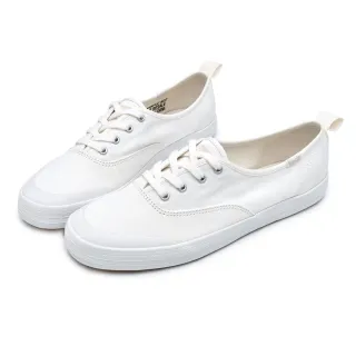 【Keds】出清品 CHAMIPON 復古率性帆布綁帶帆布休閒小白鞋-白(9233W112227)
