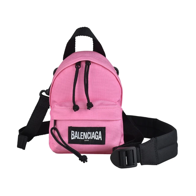 Balenciaga 巴黎世家 BALENCIAGA 巴黎世家 EXPLORER LOGO拉鍊後背包設計帆布斜背包(迷你/粉紅)