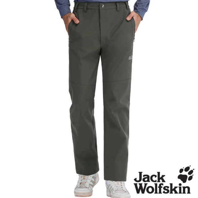 Jack wolfskin 飛狼 男 防風防潑水休閒保暖長褲 Softshell 軟殼褲(深灰)