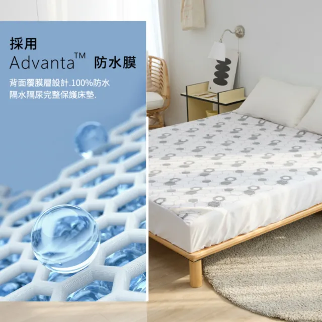【A-nice】100%真防水石墨烯透濕透氣防螨抗菌床包式加高保潔墊(單人/雙人/加大 防護系列)