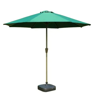 【kurumapop】9尺單頂手搖戶外傘 含傘座(花園庭院傘/市集傘/擺攤傘/咖啡桌傘/露營遮陽傘)